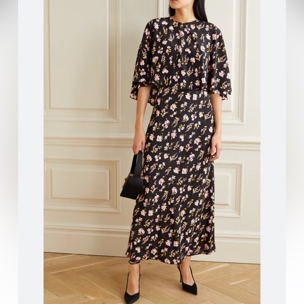 Les rêveries NWT two pieces silk floral maxi dress 0